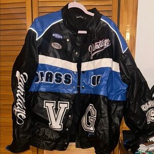 Black and Blue Moto Jacket
